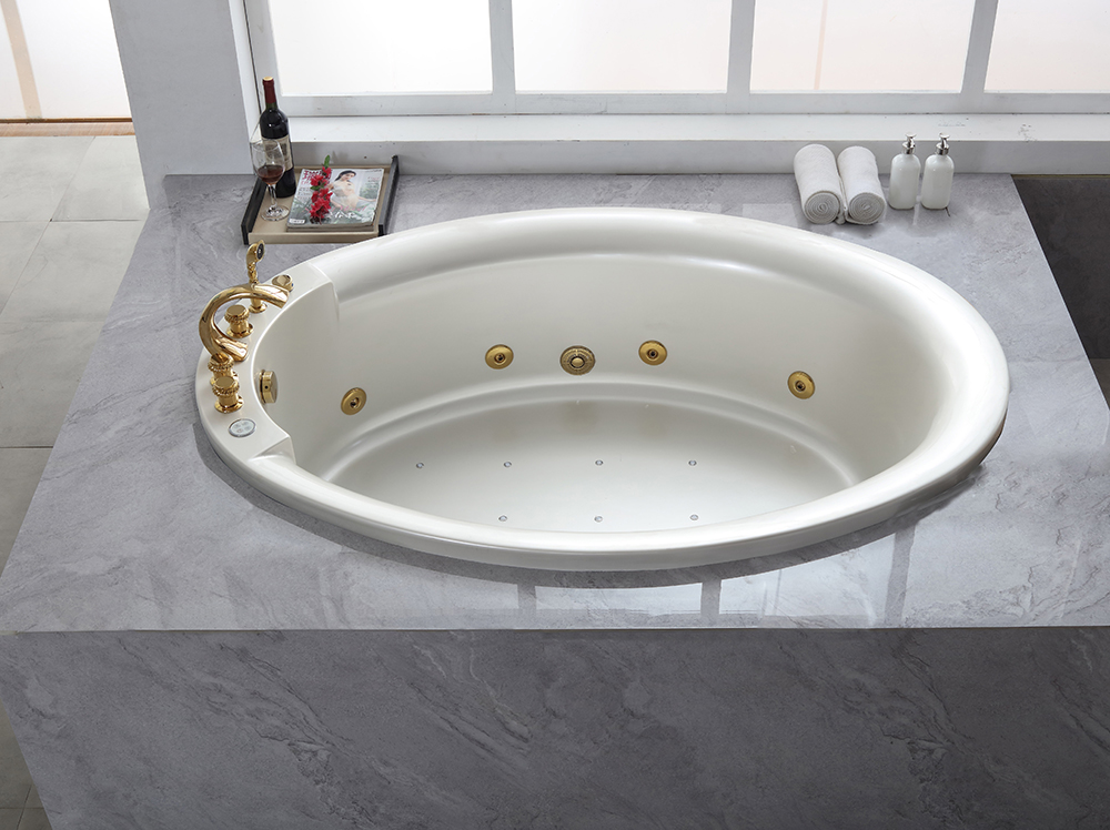 Elliptical embedded acrylic bathtub 8606