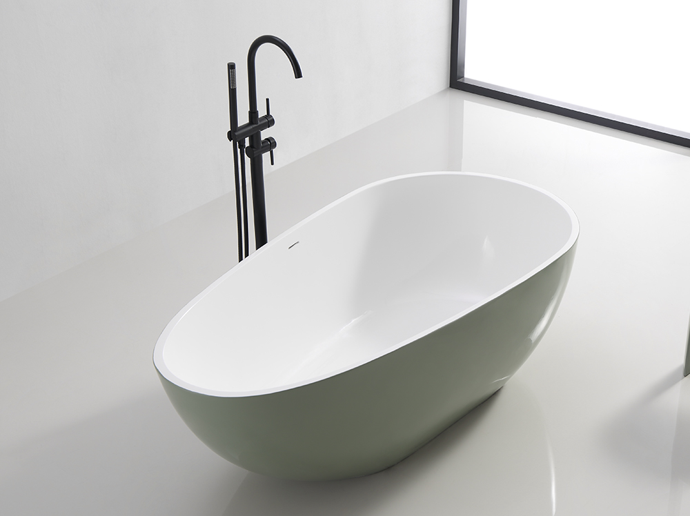 Goose egg shaped thin edge bathtub artificial stone bathtub manufacturer direct sales cross-border foreign trade hotel engineering wholesale 9701