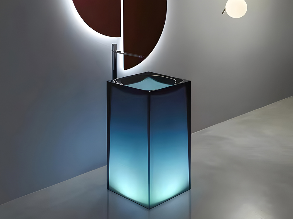 Transparent resin floor standing integrated washbasin art basin 2193