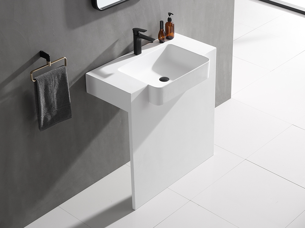 Customized artificial stone integrated platform basin floor standing column basin 2187