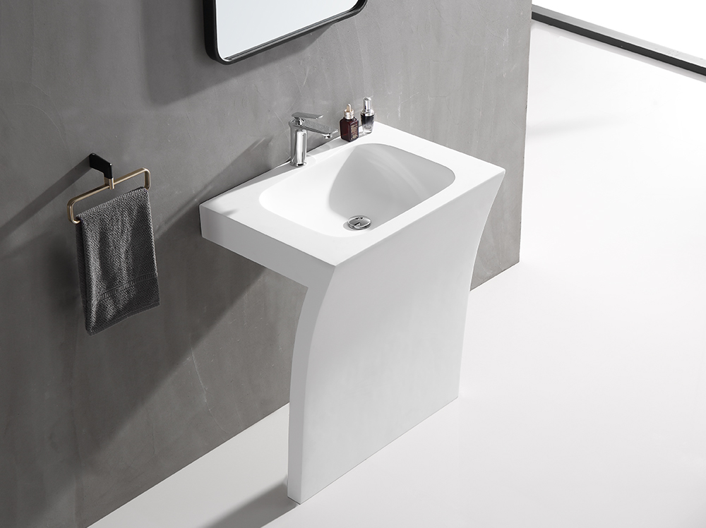 Artificial stone integrated platform basin floor standing column basin customized 2189