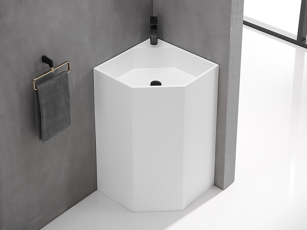 Non standard customized corner position, corner position, washbasin, floor standing integrated basin, customized 2190