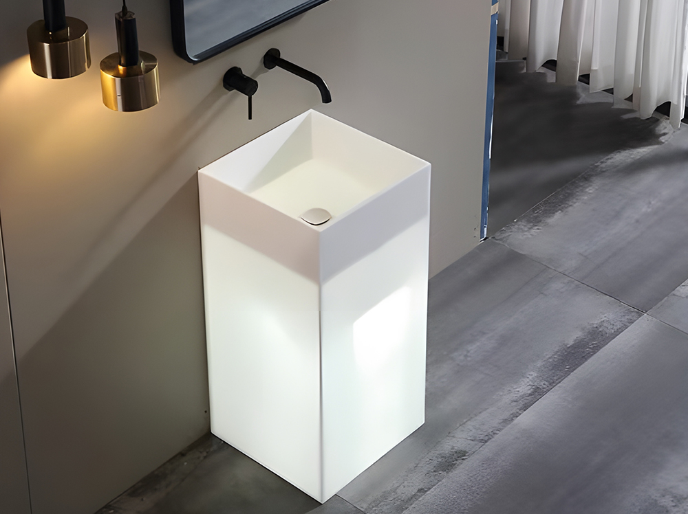 Floor standing column basin with light, household bathroom washbasin 2293