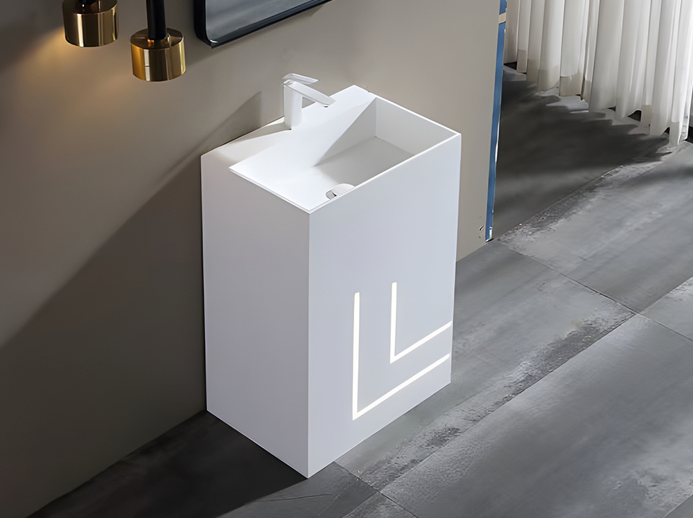 Artificial stone washbasin single basin with light and faucet position 2297