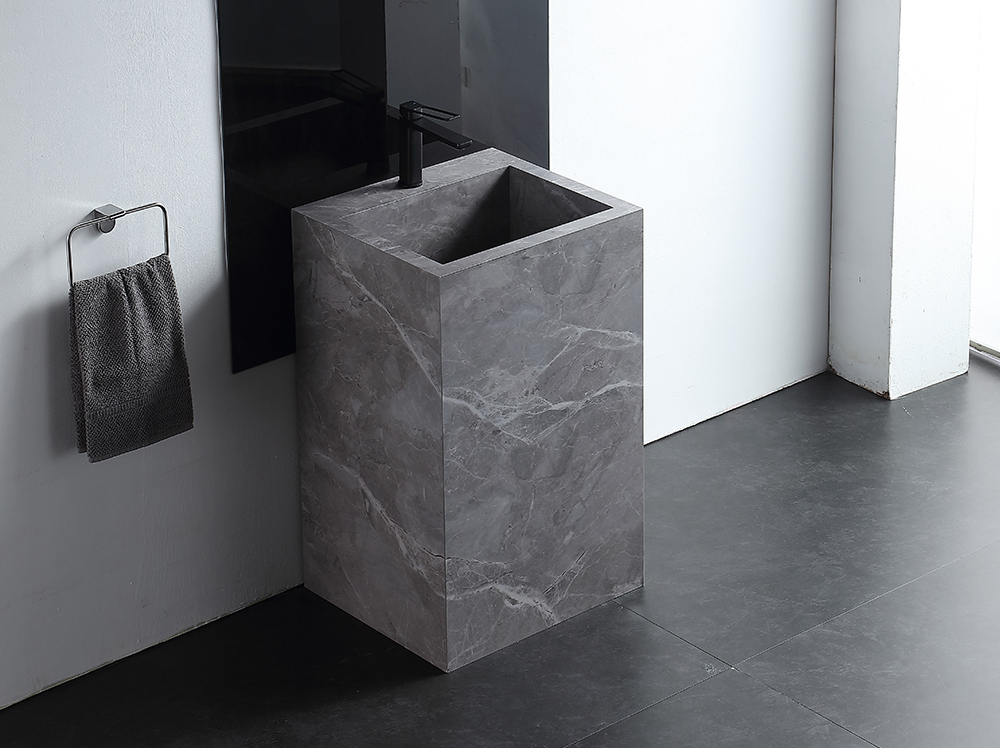 Rock slab column basin, floor standing washbasin, wash basin, single basin, basin 6007