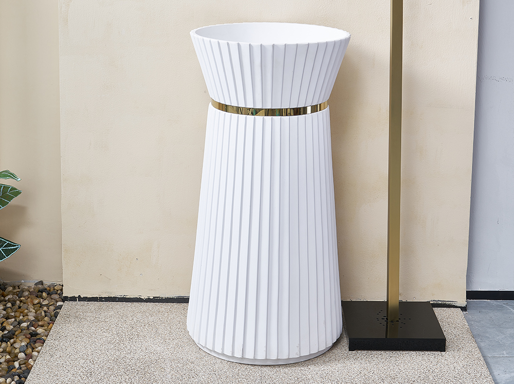 Artificial stone striped column basin 2892