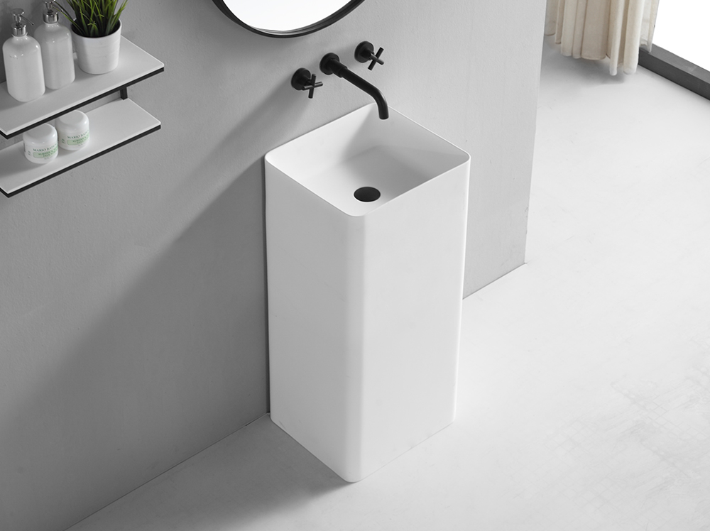 Cross border foreign trade source factory direct sales hotel engineering homestay household thin edged artificial stone column basin floor standing integrated washbasin washbasin 2118