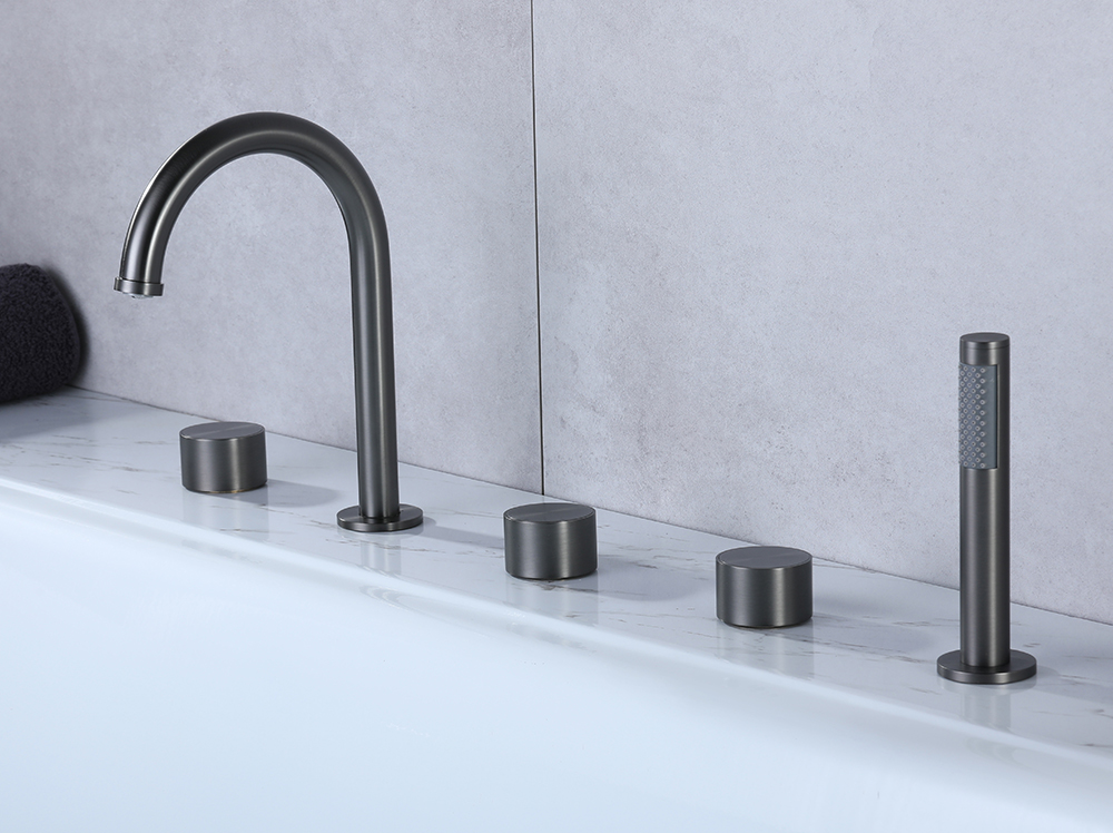 Gun gray bathtub faucet hot and cold faucet five piece set made of copper material 3350